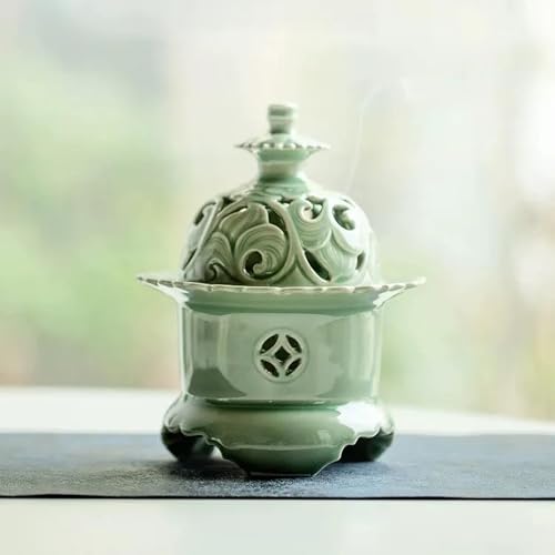 Celadon Three-Legged Incense Burner with Lid