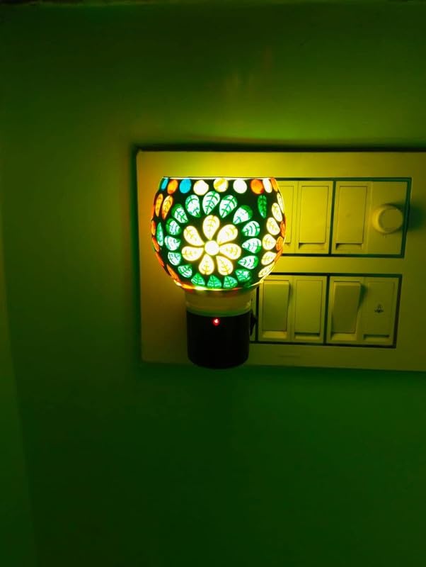 DHARTI MART Ceramic Kapur Dani Electrical Camphor Diffuser Home Fragrance Aroma Glass Kapoor Dani Night Lamp (Pcs-1, 11-Design)