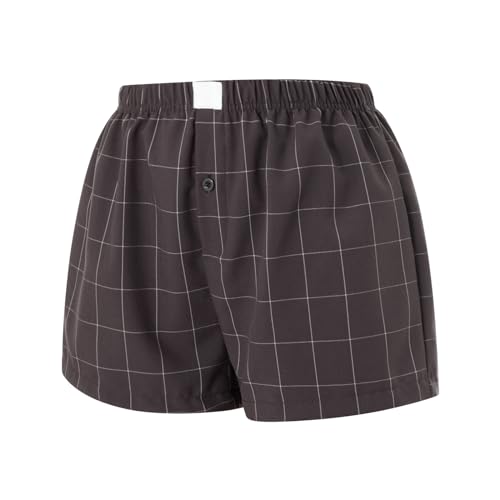 Image of Womens Boxer Shorts Gingham Y2k Pajama Cute Plaid Striped Print Lounge Sleep Shorts