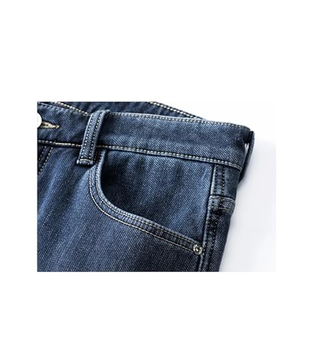 Men's Winter Fleece Jeans Black Thickened Loose Denim Pants Classic Straight Leg Business Trousers2