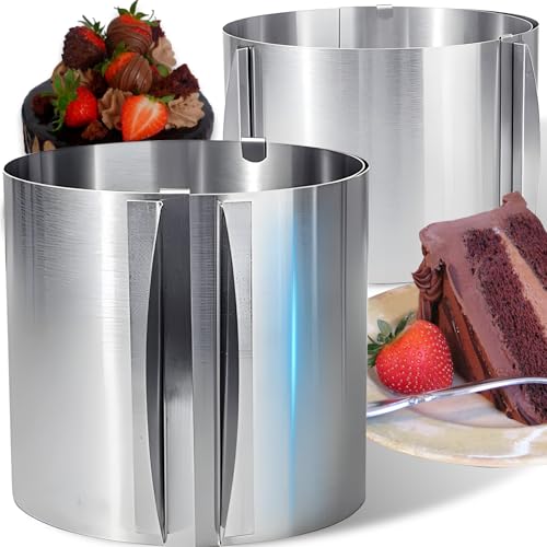 Retoo Verstellbarer Tortenring 16-30 cm, Edelstahl-Backring 15 cm hoch, Backform mit Skala, temperaturbeständige Form, effektive und präzise Backform, Rund Backrahmen für Runde Desserts, Torten, Deko