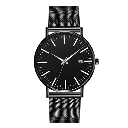 ROSSOM Reloj para Hombre, nuevos Relojes con Calendario para Hombre, Reloj de Cuarzo Informal de Malla de Acero Inoxidable para Negocios a Escala Colorida para Hombre, Reloj Masculino