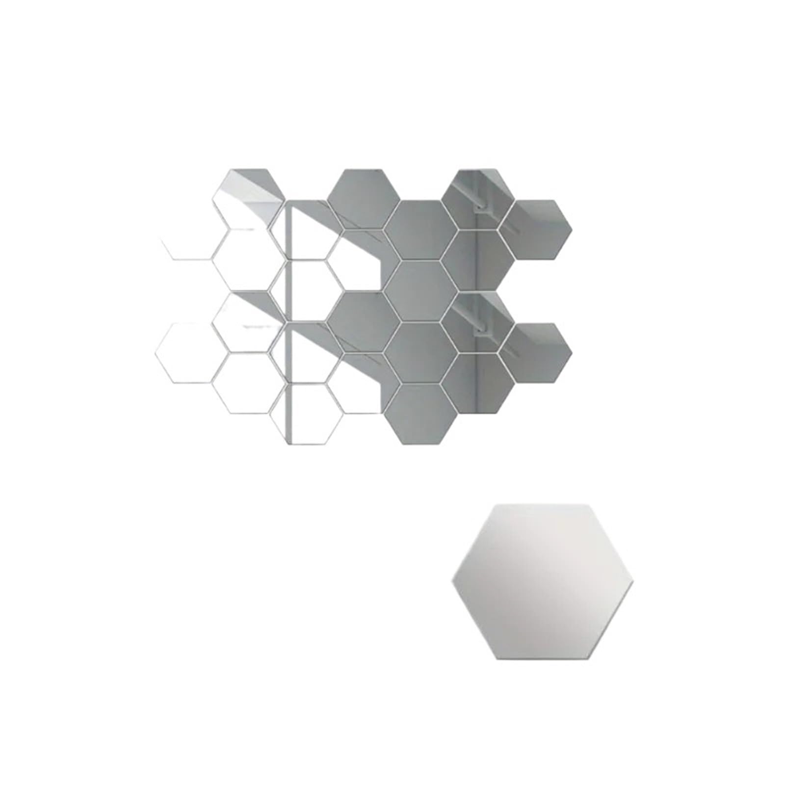 Hexagonal Mirror Wall Sticker 10pcs 3D Mirror Wall Sticker Hexagon Self Adhesive Mosaic Tile Decals Removable Wall Sticker DIY Home Decor Art Mirror(40mmX80mmX70mm)