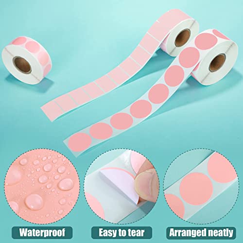 3 Rolls Mini Thermal Labels Thermal Printer Sticker 0.8 Inch-1.2Inch Small Size Self Adhesive Thermal Stickers Address Shipping Barcodes Sticker Labels For Printer, Square And Circle (Pink) #TOP2