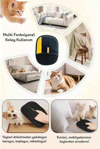 Kedi Köpek Tüy Toplayıcı Çift Taraflı Statik Temizlik Eldiveni | Giysi, Halı, Koltuk ve Mobilya için Tüy Temizleme Eldiveni | Dayanıklı, Ergonomik, Kolay Kullanım (Standart, Adet, 1) - Görsel 5