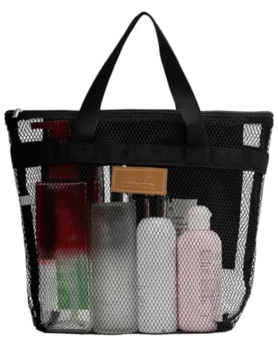 KEMUZ 1 Pcs bolsa ducha portátil bolsa malla playa bolsads transporte para artículos tocador, bolsas de ducha de viaje de gran capacidad para baño viaje camping gimnasio, natación