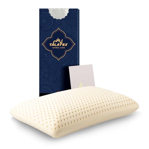 Talatex Talalay 100% Natural Premium Latex Pillow, Helps Relieve Pressure, No Memory Foam Chemicals, Perfect Package Best Gift with Removable Tencel Cover 23.4'×15.7'×5.5'