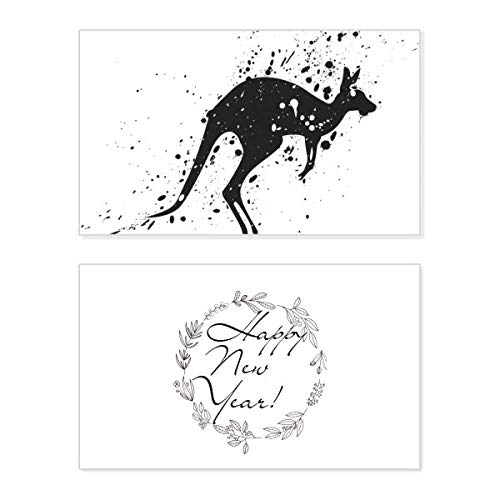 Tarjeta de Año Nuevo y diseño conmemorativo con siluetas de fauna australiana
