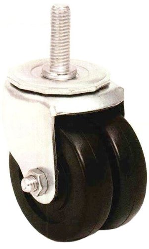 E.R. Wagner Stem Caster, Swivel, Dual Wheel, Soft Rubber Wheel, Delrin Bearing, 150 lbs Capacity, 2" Wheel Dia, 13/16" Wheel Width, 2-15/16" Mount Height, 3/8"-16 Stem Dia, 1-1/2" Stem Height