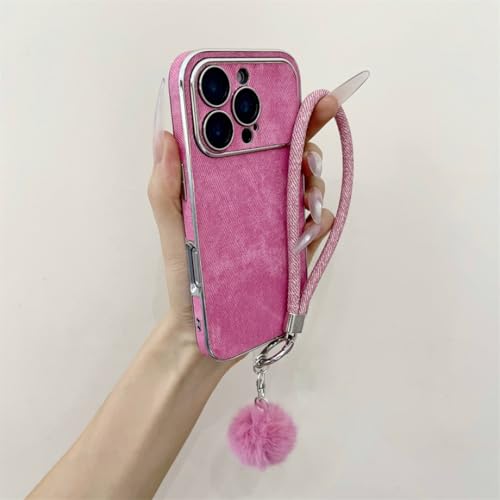 Protection d'objectif iPhone 15 Plus coque avec dragonne et dos mat Rose