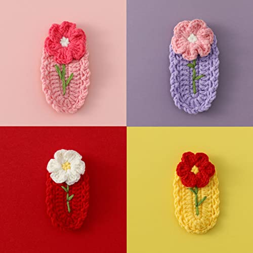 Pinzas de cabello tejidas a crochet para niñas, accesorio para el cabello, clip de mandíbula de sujeción fuerte para cabello grueso y delgado, aplicación de maquillaje (Flor pequeña) miniatura 2