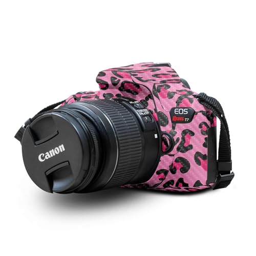 Carbon Fiber Skin Compatible with Canon EOS Rebel T7 Camera - Pink Leopard - Premium 3M Vinyl Protective Wrap Decal Cover - Easy to Apply | Crafted in The USA by MightySkins