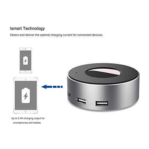 Vogek 6-Port USB Charger Desktop Charging Station with Smart Identification (Silver) - Thumbnail 2