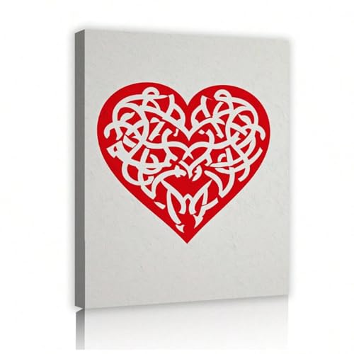 Peintures murales d'amour rouge toile cœ​ur design poétique 70x100cm