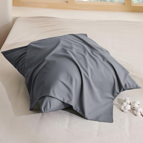 BEDSURE Kissenbezug 80x80 2er Set - 100% Baumwolle Kissenhülle Anthrazit – Ansicht 8