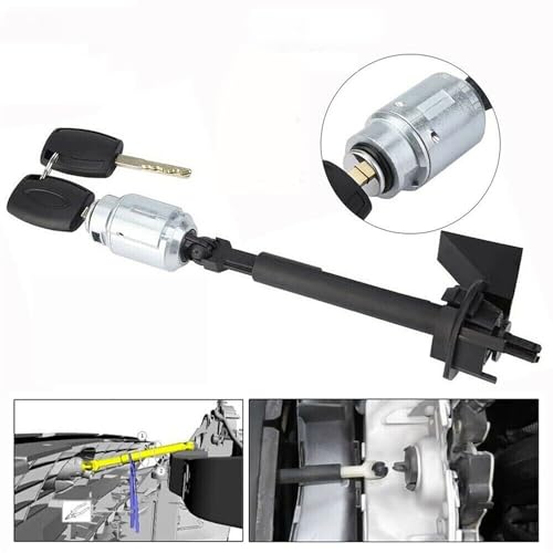 Bohaner Motorhaubeschloss Reparatursatz Motorhaubenentriegelung Motorhauben Schließzylinder Verriegelungssatz Für Ford Focus MK2 C-max mit 2 Schlüssel Schwarz 1355231