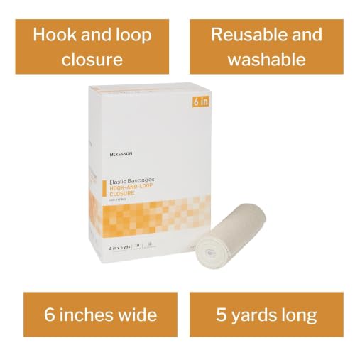 McKesson Elastic Bandages, Hook Loop, Non-Sterile, Tan, 6 in x 5 yd, 10 ct - image 3