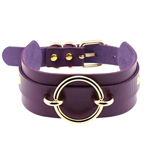 Colliers Steampunk Sexy pour femmes hommes en cuir violet Goth tour de cou rond pendentif collier collier bijoux-CJSZZ32-32 Cover