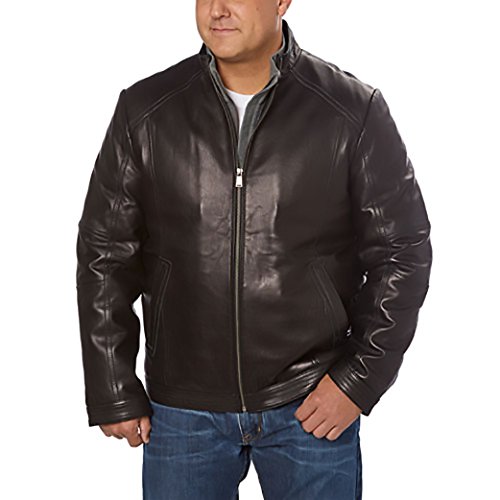 Image of Boston Harbour Men's Leather Bomber with Stand Collar