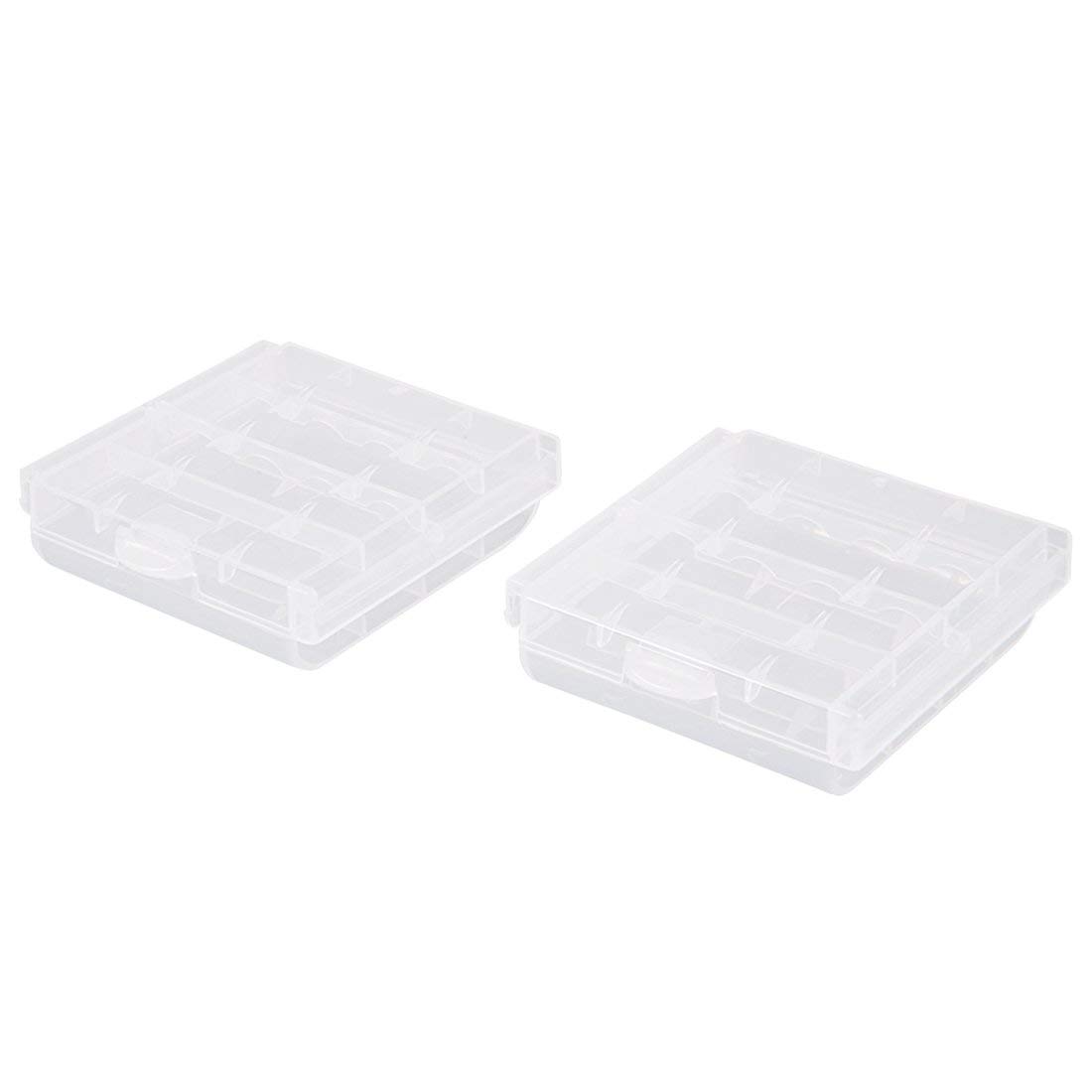 2 x Batterie-Aufbewahrungsbox, transparent, 4 AA-Batterienkapazität
