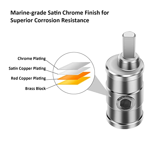 Recoil Wr04 Amplifier Power/Ground Input Wire Gauge Reducer Brass 1/0 Gauge To 4 Gauge With Red/Black Silicon Covers, Marine-Grade Satin Chrome Finish, Pair #TOP1