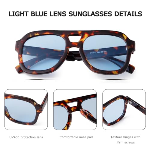 JUDOO Retro 70s Square Flat Aviator Sunglasses for Women Men Trendy Rectangle Double Bridge Geometric Sun Glasses Shades3