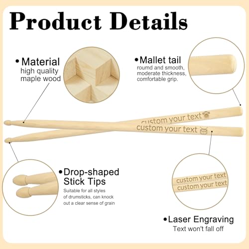 Baquetas personalizadas de madera con grabado láser miniatura 4