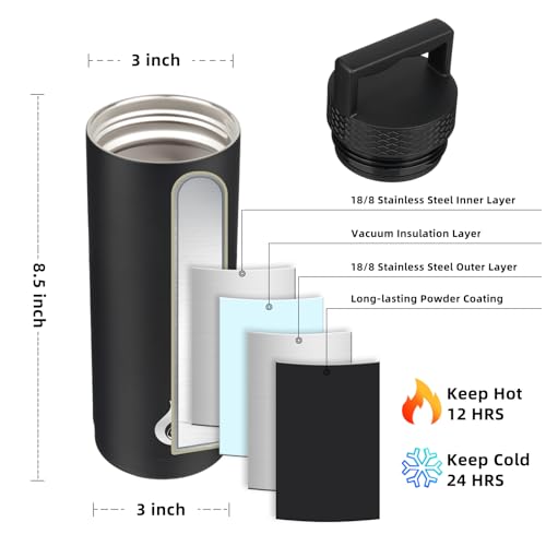 Image of BJPKPK 18oz Insulated Water Bottle Stainless Steel Water Bottle with Handle