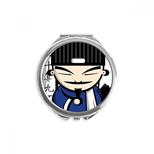 Miroir rond maquillage de poche portable à dessin d'art chinois multicolore