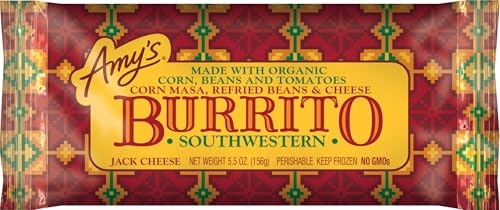 Amy's Frozen Meals, Southwestern Burrito with Organic Corn, Beans and Tomatoes Microwave Meals, 5.5 Oz