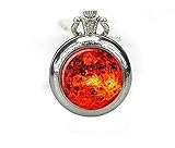 Sehr schönes Geschenk Sonnen-Taschenuhr Anhänger Sonnenuhr Halskette Galaxie Uhr Halskette Raumuhr Anhänger Sonne Orange Schmuck Halskette