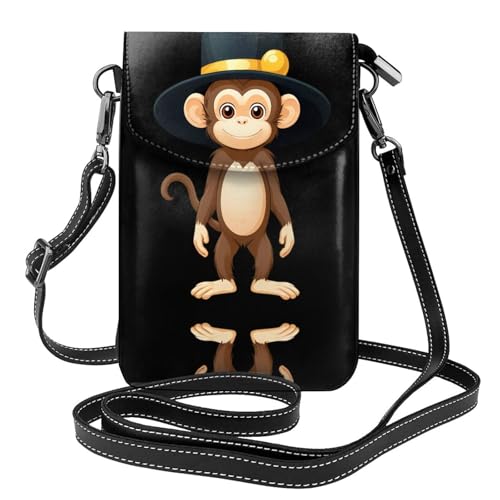 Sacoche bandoulière cuir imprimé singe 19 cm pour mobile