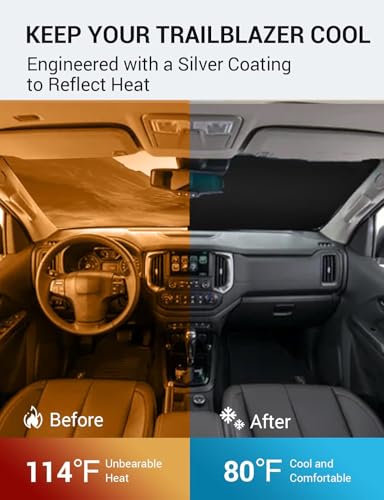 Image of Proadsy Windshield Sun Shade for 2021-2025 2026 Chevrolet /Chevy Trailblazer Foldable Front Sunshade Protector Sun Visor Blocks UV Rays Keep Car Cooler