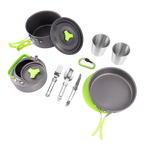 BCOATH Aluminum Alloy Camping Pot 1-2 Person Portable Cooking Set Cooking Utensils BBQ Accessories Easy to Carry