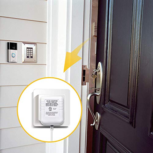 18 Volt UL Certified Power Adapter Transformer, Video Doorbell Power Supply Battery Charger With 3+3M Cable Compatible with Smart Video Doorbells, White