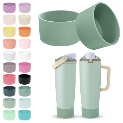 Kaitiaki 2PCS Silicone Boots for Owala 30oz & 40oz FreeSip Sway Bottles & Tumblers Non-Slip Scratch-Resistant Stability Enhancer for Owala Accessories (Eucalyptus Green)