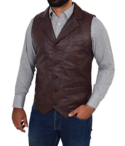 Gilet en cuir véritable souple pour homme Rhys couleur marron veste