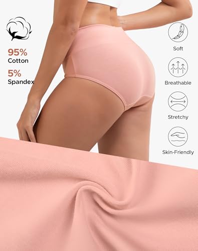 Image of INNERSY Women's Cotton Underwear High Waist Ladies Briefs Full Coverage Panties 4-Pack