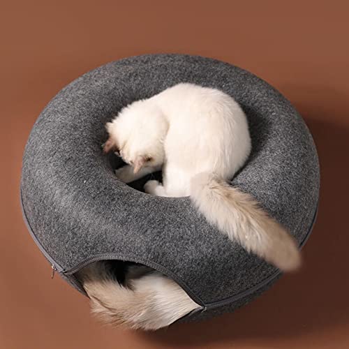 Cama de túnel para gatos para gatos de interior - Cama de túnel de gato de feltro anti-riscos removí