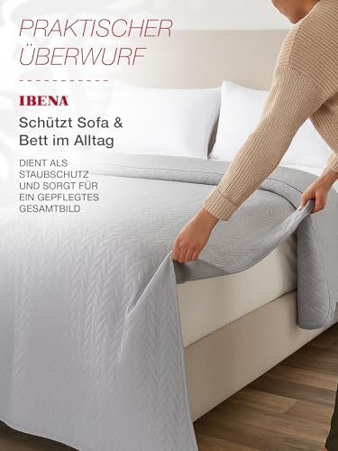 Ibena Nancy Tagesdecke 140x210 cm Tagesdecke Grau Leichte Decke mit Zopfmuster – Ansicht 3