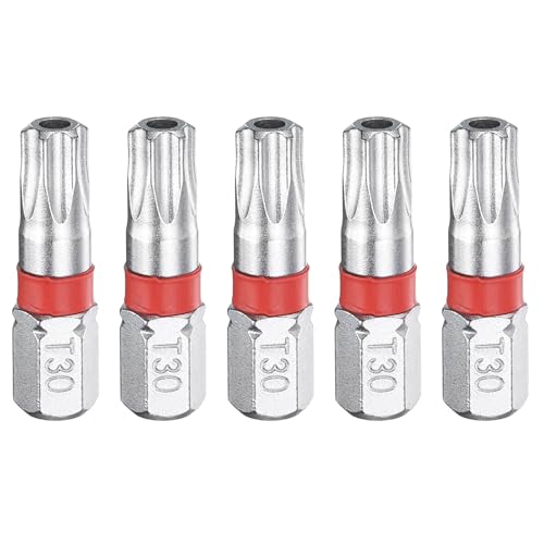 sourcing map 5pcs Torx Screwdriver Bit T30H 1/4" Hex Shank 25mm/1" Length Magnetic Star 6 Point Head Hex Bits S2 Steel Electric Screw Driver Bit with Hole Torx Head