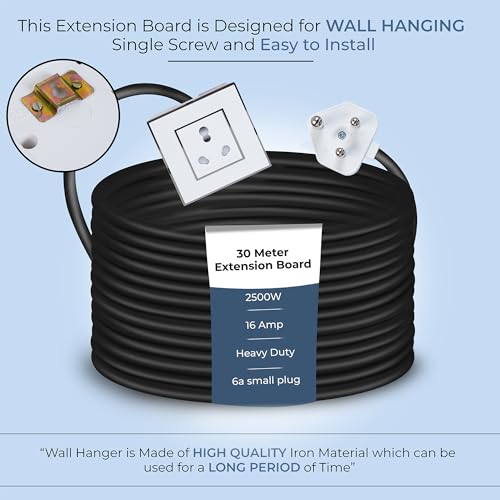 Image of Extension Board Heavy Duty Multi Socket 15A /16A /20A (2500 Watts 6A Small Plug, 30 Meter)