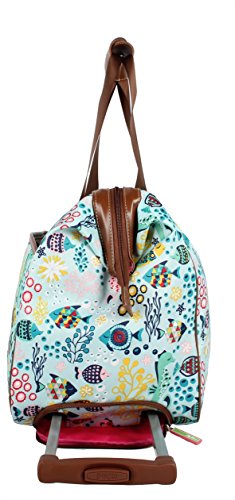 Lily Bloom Luggage Designer Pattern Suitcase Wheeled Duffel Carry On Bag (22in, Aquarium Life)