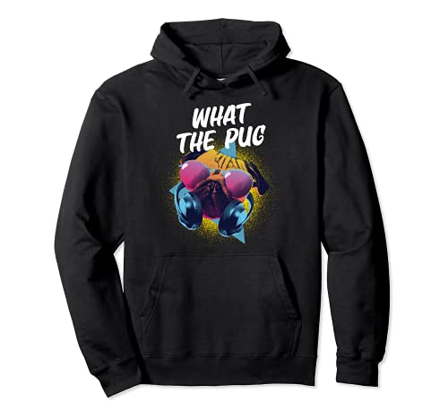 What the Pug - Cool Dog Pun Pullover Hoodie, Black, S