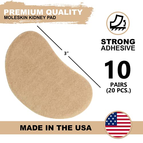 Image of Adhesive Moleskin for Feet - Blister Bandages Precut Kidney Metatarsal Pads - 3 inch - Callus, Heel, Corns, Blister Prevention, Shoe Friction - 10 Pairs (20 Pieces)
