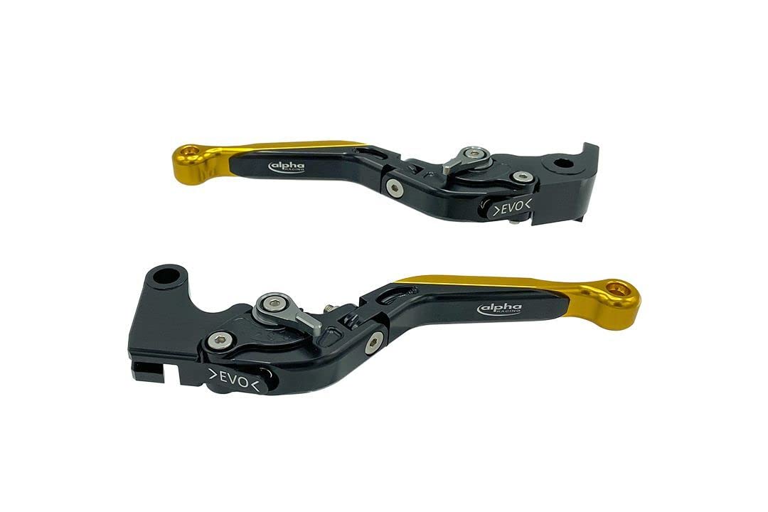 Alpha Technik Bremshebel+Kupplungshebel Set EVO schwarz/gold kompatibel mit Kawasaki Z1000 ZRT00A Bj. 2003-2006
