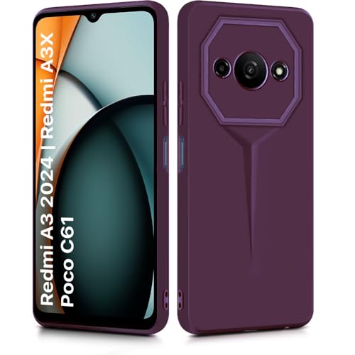 Image of WOW IMAGINE Slim Back Cover for Mi Redmi A3 | Redmi A3X | Poco C61 | Blade Series Ultra Thin Case with Lightweight Design | Camera Protection | Soft Matte Silicone Flexible Mobile Case - Purple