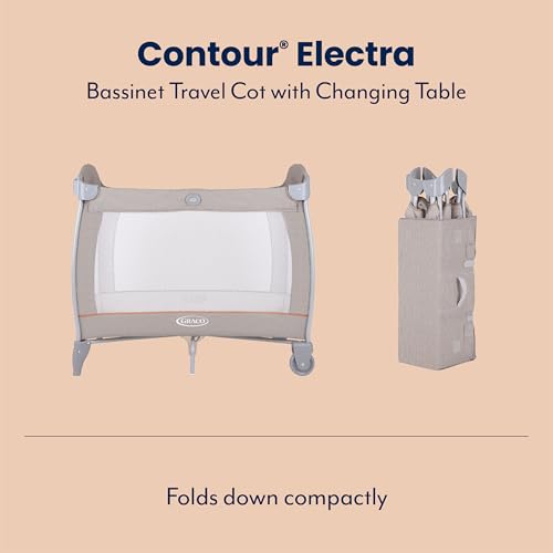 Graco Contour Electra Travel Cot with bassinet, lightweight with music, vibration, nightlight, compact fold and carrybag. Suitable from birth to approx. 3 Years, Little Adventures fashion - Image 5
