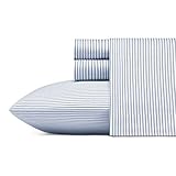 Poppy & Fritz | Percale Collection | Bed Sheet Set - 100% Cotton, Crisp & Cool, Lightweight & Moisture-Wicking Bedding, Full, Oxford Stripe