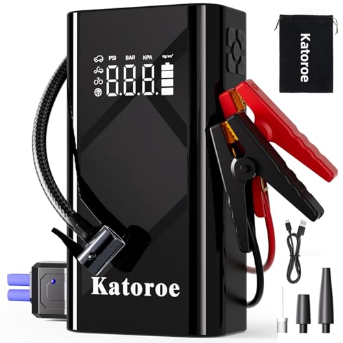 Jump Starter with Air Compressor, 4000A Portable Car Battery Jump Starter (9.0L Gas/7.0L Diesel),...